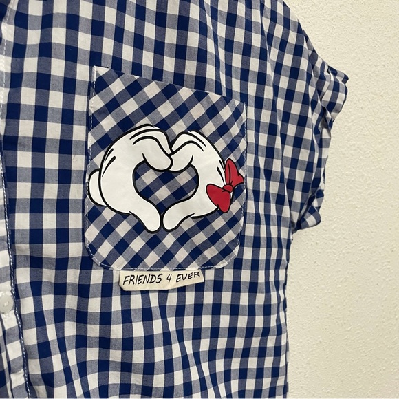 Zara Disney Plaid Mickey Mouse Short Sleeve Button Down Shirt 7 - Picture 3 of 4